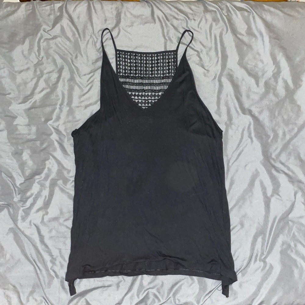 Black Tank Top with Patterned Back